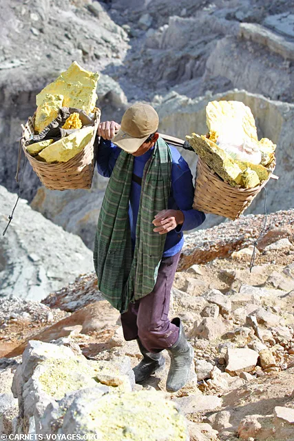 Porteur de souffre Volcan Kawah Ijen Indonésie