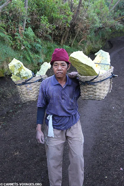Porteur de souffre Volcan Kawah Ijen Indonésie