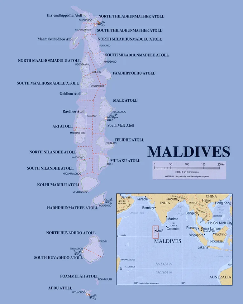 Carte atolls Maldives