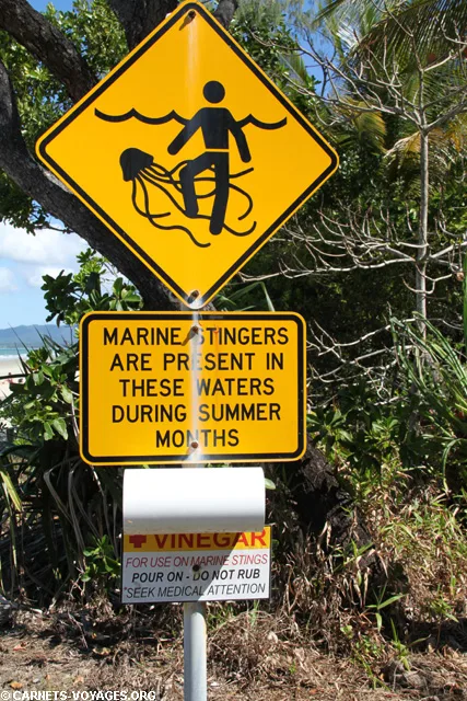 Panneau attention méduse Australie