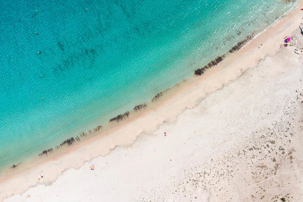 Plage du Lotu désert des Agriates Saint Florent Corse vue drone