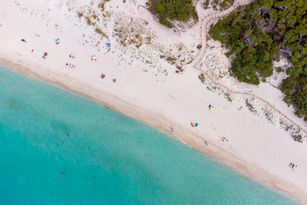 Plage de Saleccia désert des Agriates Saint Florent Corse vue drone