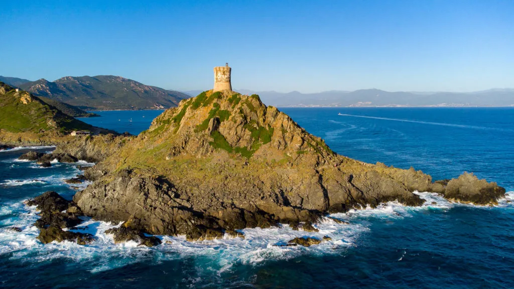Tour génoise de la Parata (vue drone) Ajaccio Corse