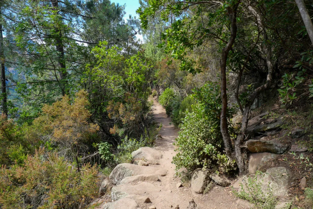 Sentier itinéraire aux cascades de purcaraccia en corse