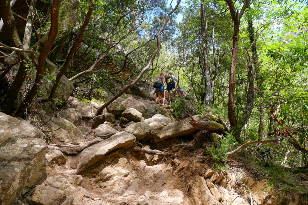 Sentier itinéraire aux cascades de purcaraccia en corse