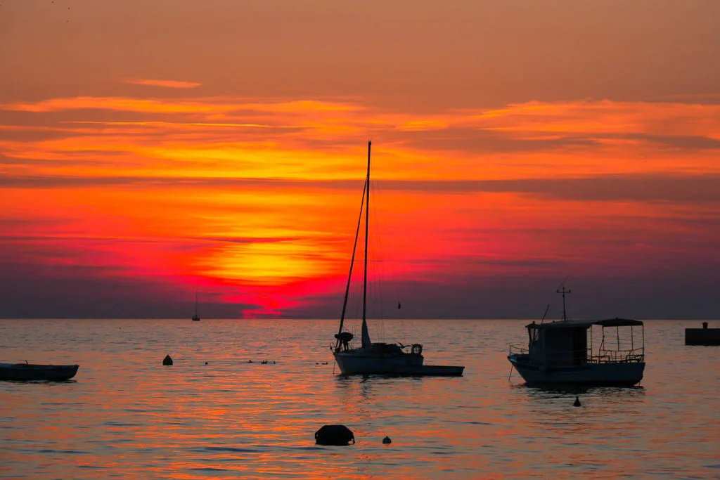 Sunset over the Adriatic Sea what to do in Rovinj Croatia