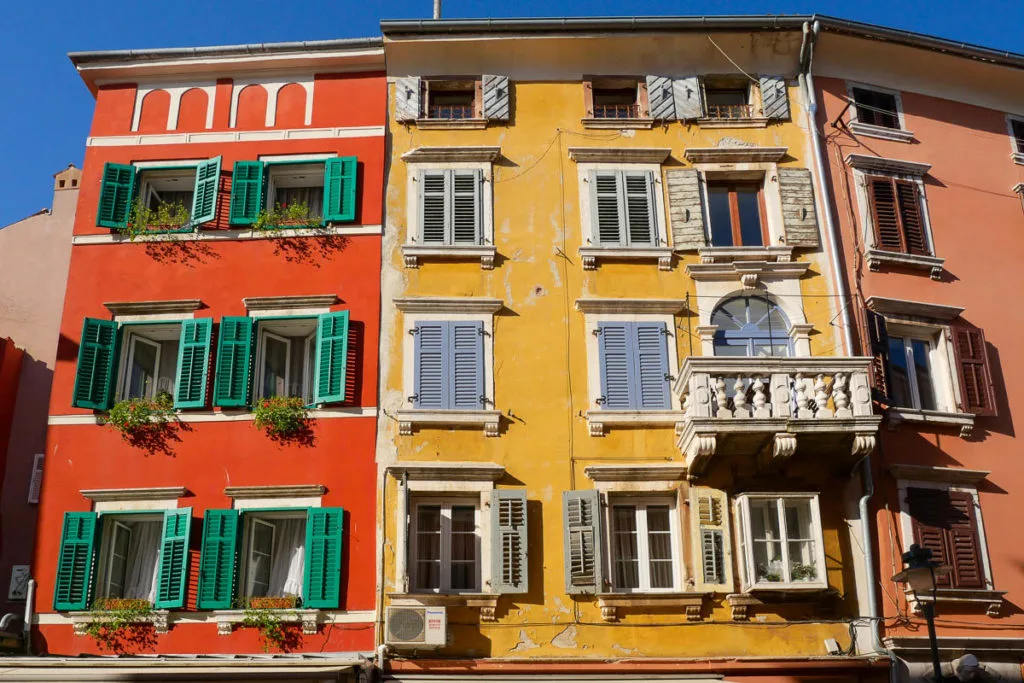 colorful facades Rovinj Croatia