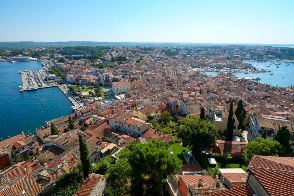 Rovinj seen from the bell tower of St. Euphemia's Church Croatia