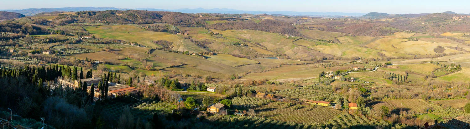 Panorama over the Val di Chiana and Val d’Orcia from Montepulciano