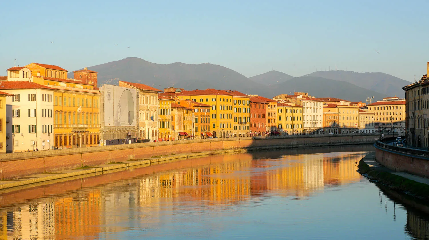 Banks of the Arno River Pisa Italy