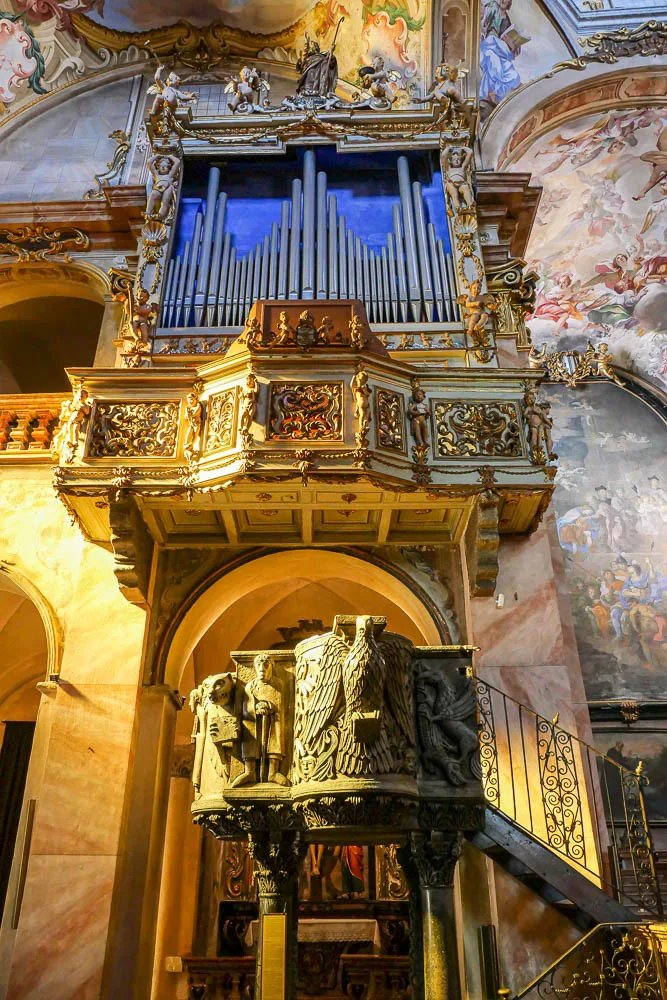Organ and pulpit Basilica di San Giulio what to do in lake orta italy
