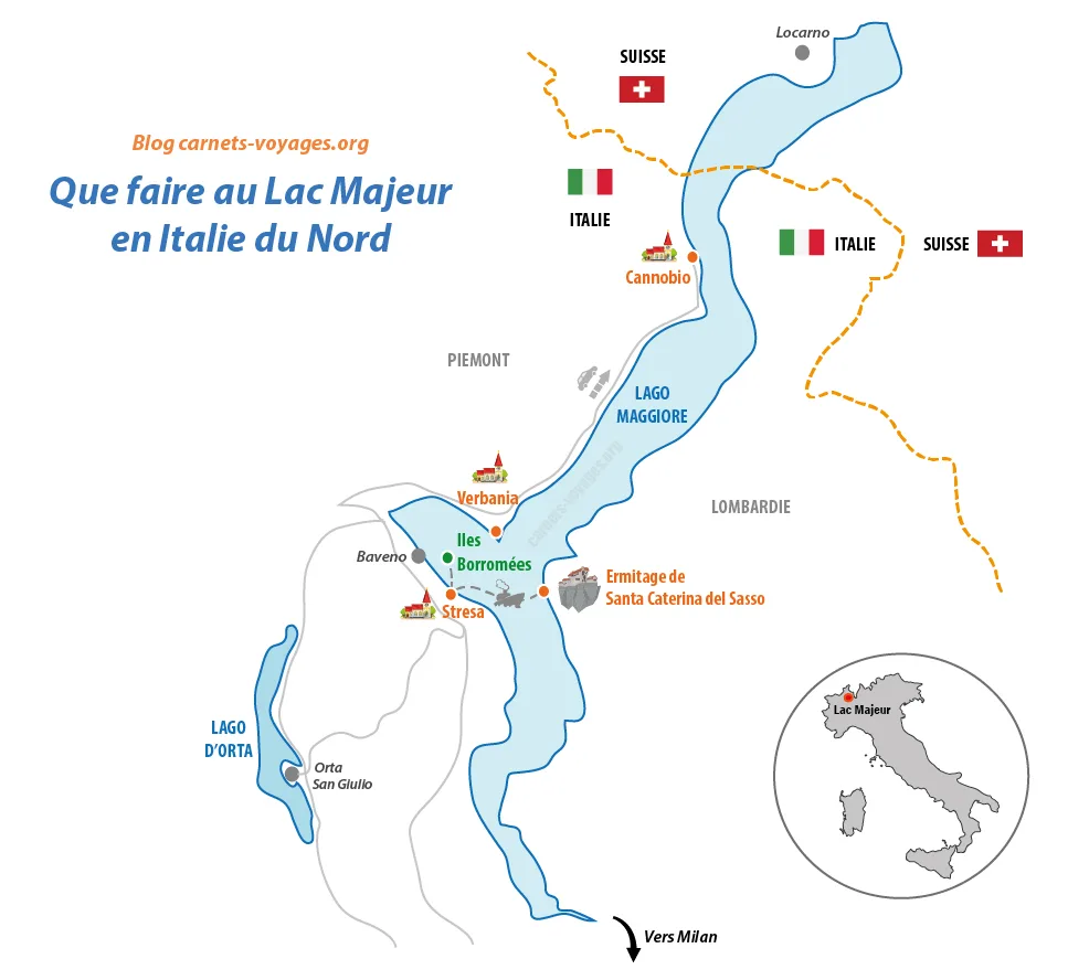 carte plan que faire au lac majeur en italie du nord