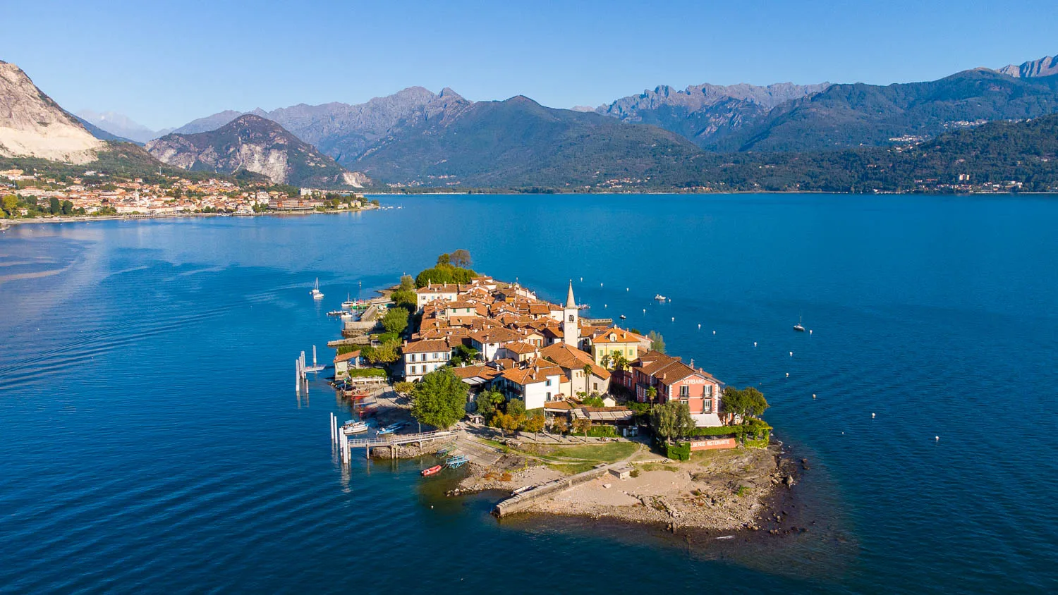 isola pescatori Borromean Islands lake maggiore drone photo