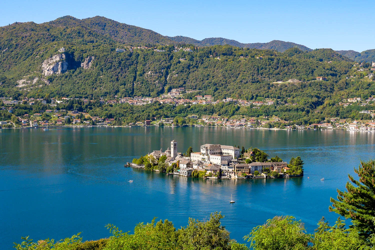 View over Lake Orta and Isola San Giulio from the Sacro Monte