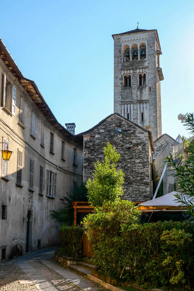 Isola San Giulio street around the island lake orta italy