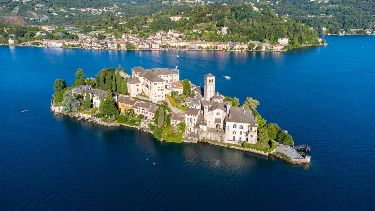 Isola San Giulio best things to do in lake orta drone photo
