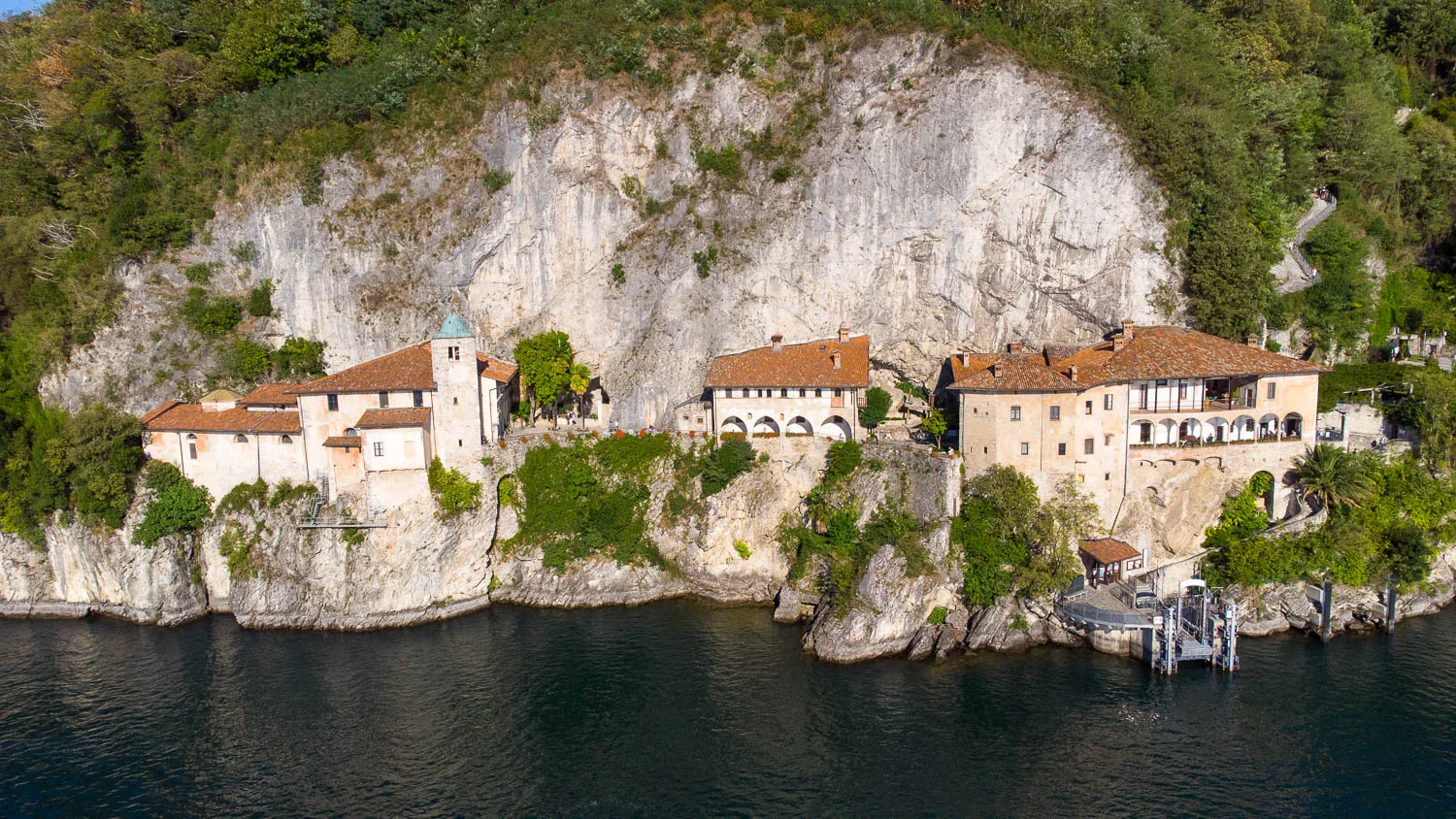 hermitage Santa Caterina del Sasso what to do in lake maggiore italy drone photo