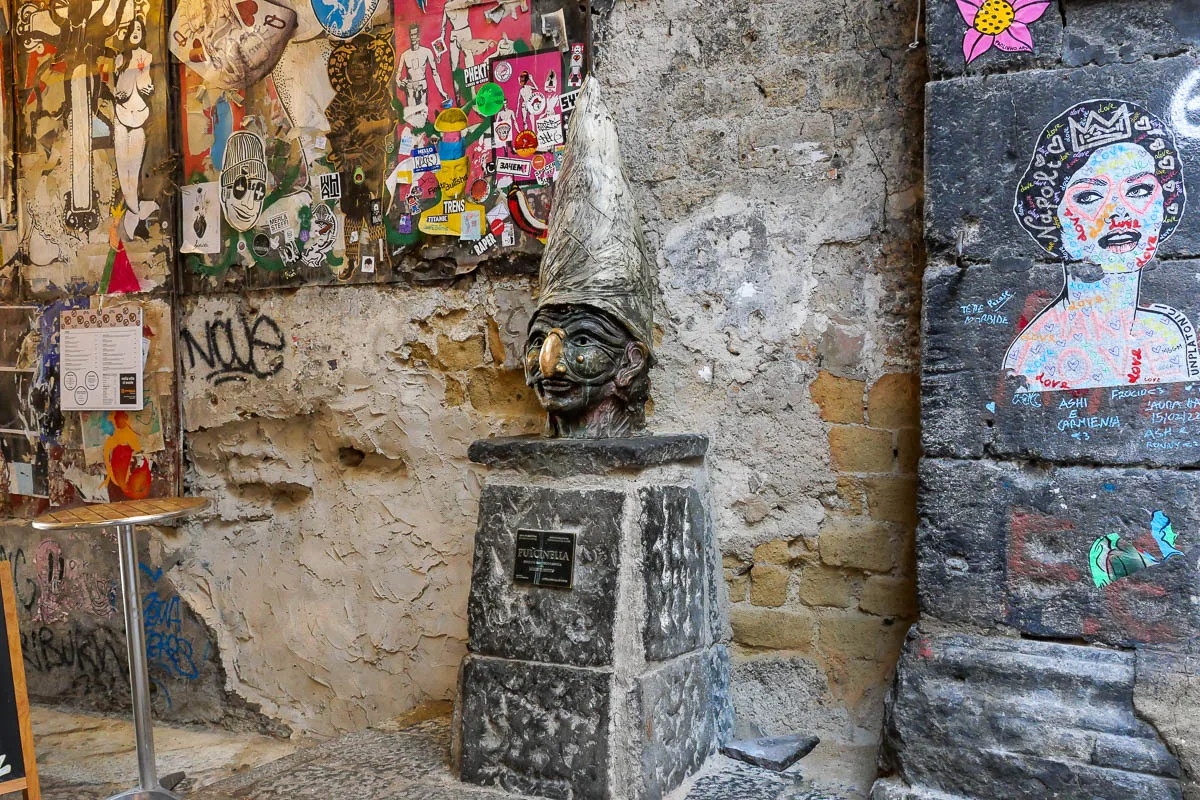 Pulcinella statues Naples Italy