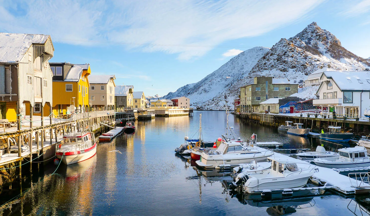 Port Nyksund îles Vesteralen Norvège hiver neige