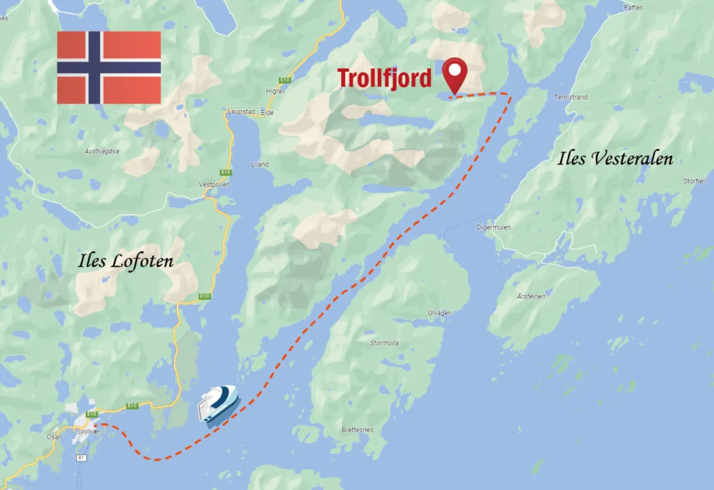 carte trollfjord norvège iles lofoten