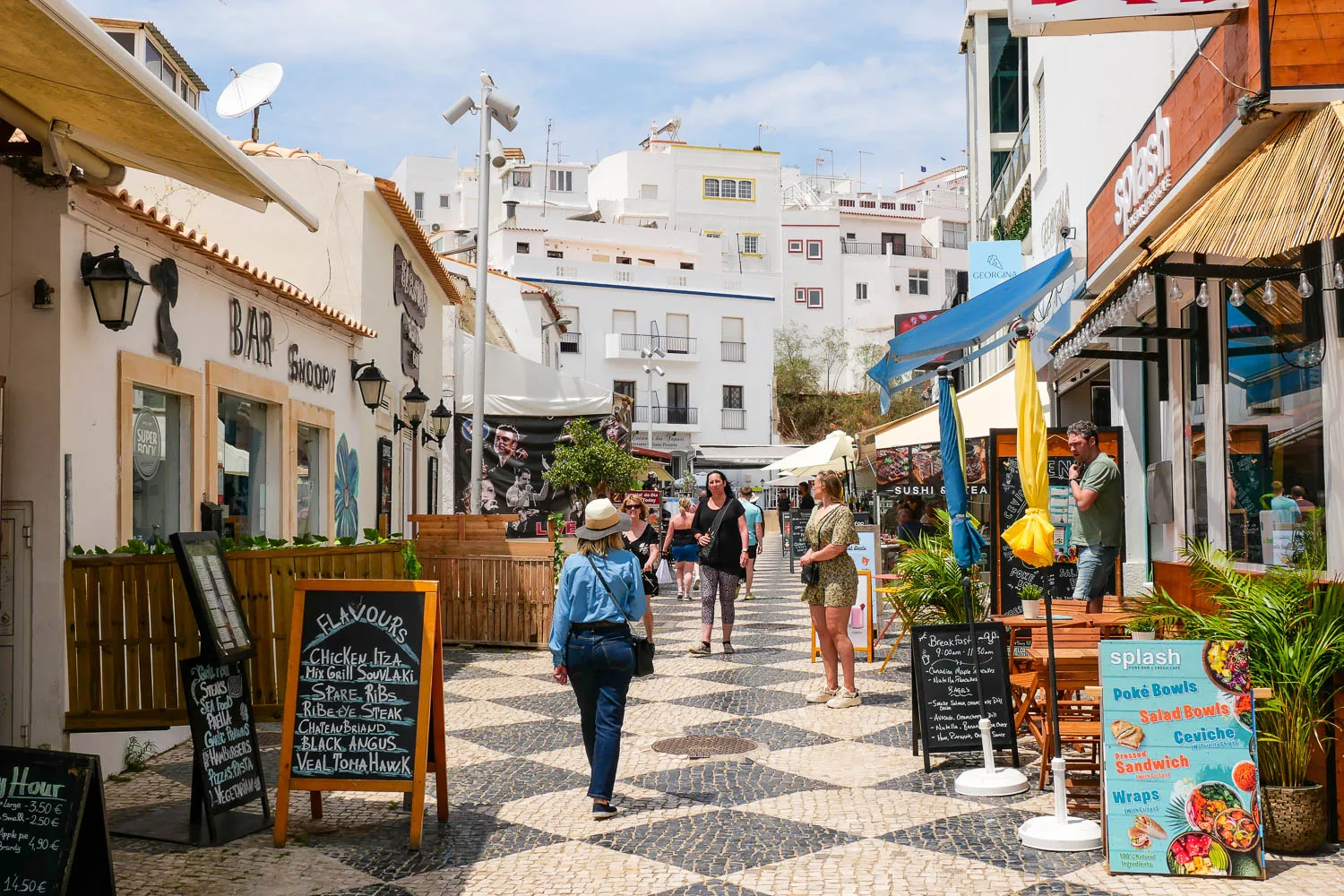 Bars restaurants city center visiting Albufeira Algarve Portugal