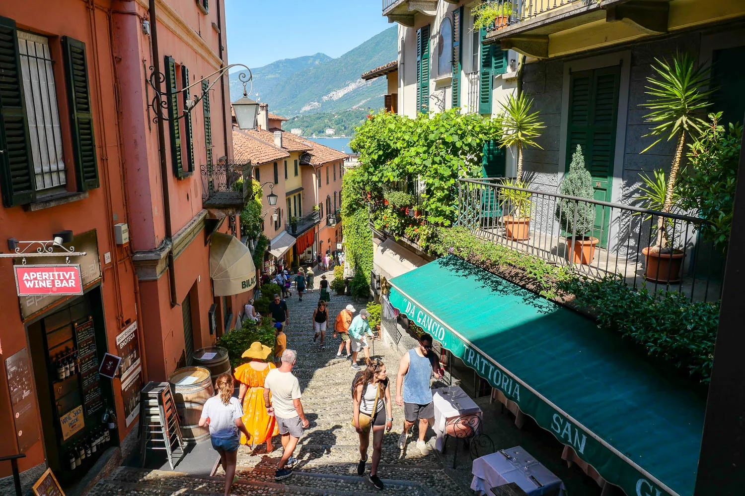What to do in Bellagio Instagram spot village stairs aperitivi wine bar da gancio trattoria