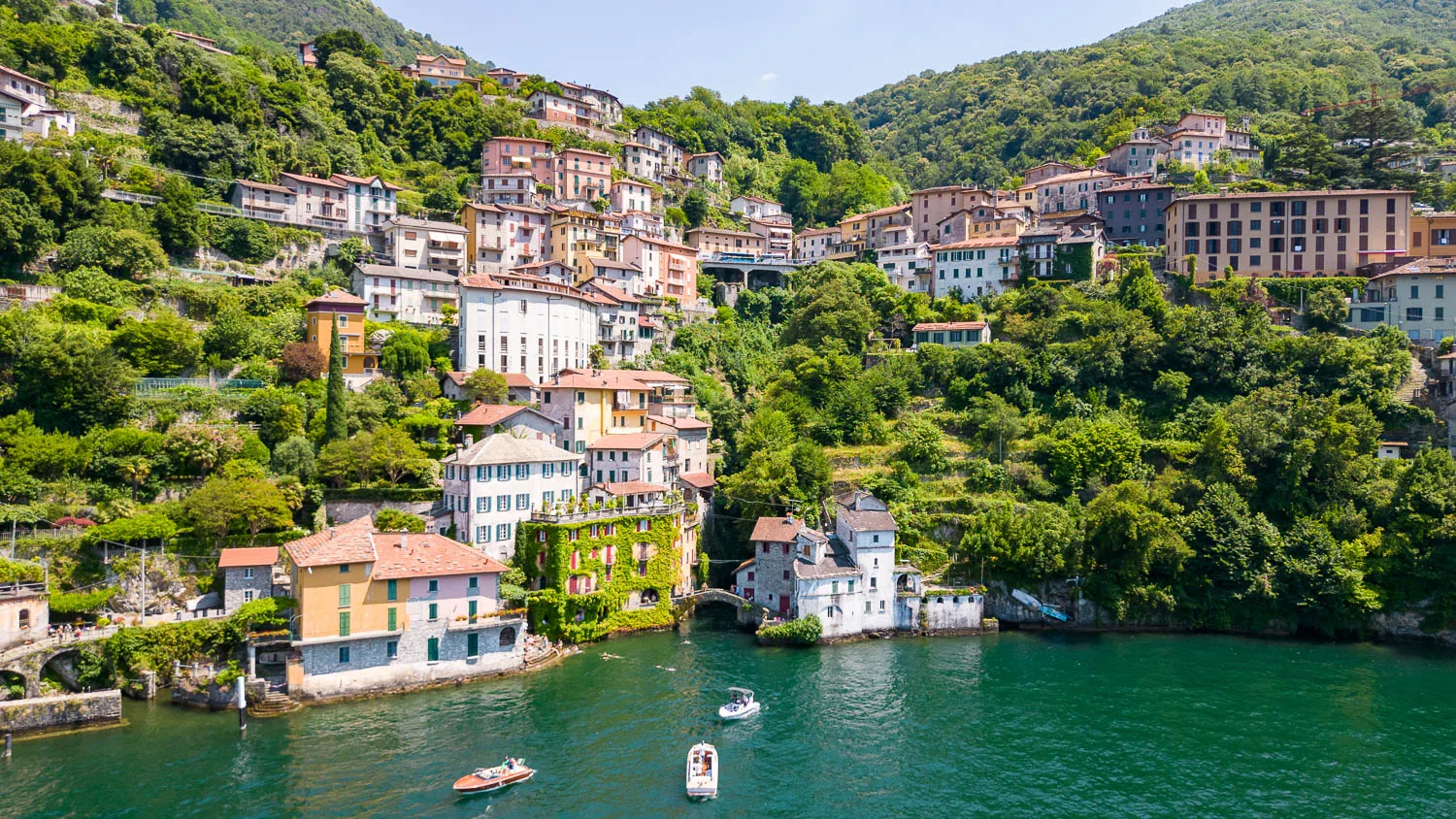 village Nesso Lake Como Italy drone view
