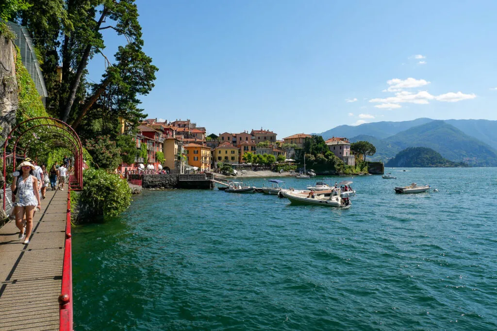 Varenna village Lake Como Red footbridge