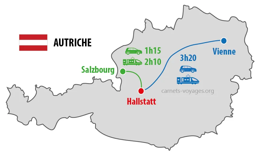 carte ou se trouve Hallstatt en Autriche