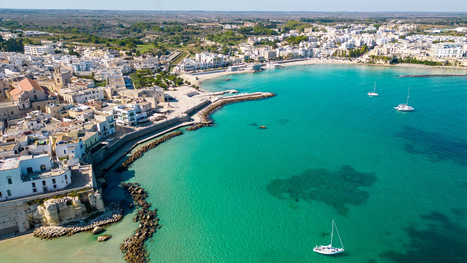 Drone view of Otranto beaches Italy