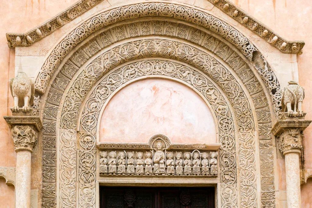 Sculpted portal Basilica di Santa Caterina d’Alessandria Galatina Italy