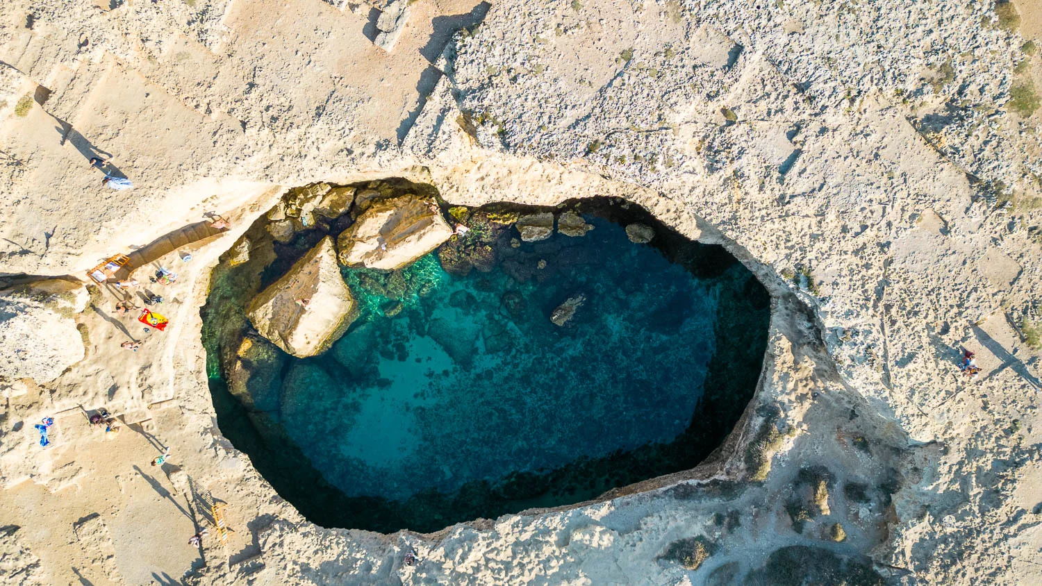 Grotta della Poesia aerial drone view Puglia Italy