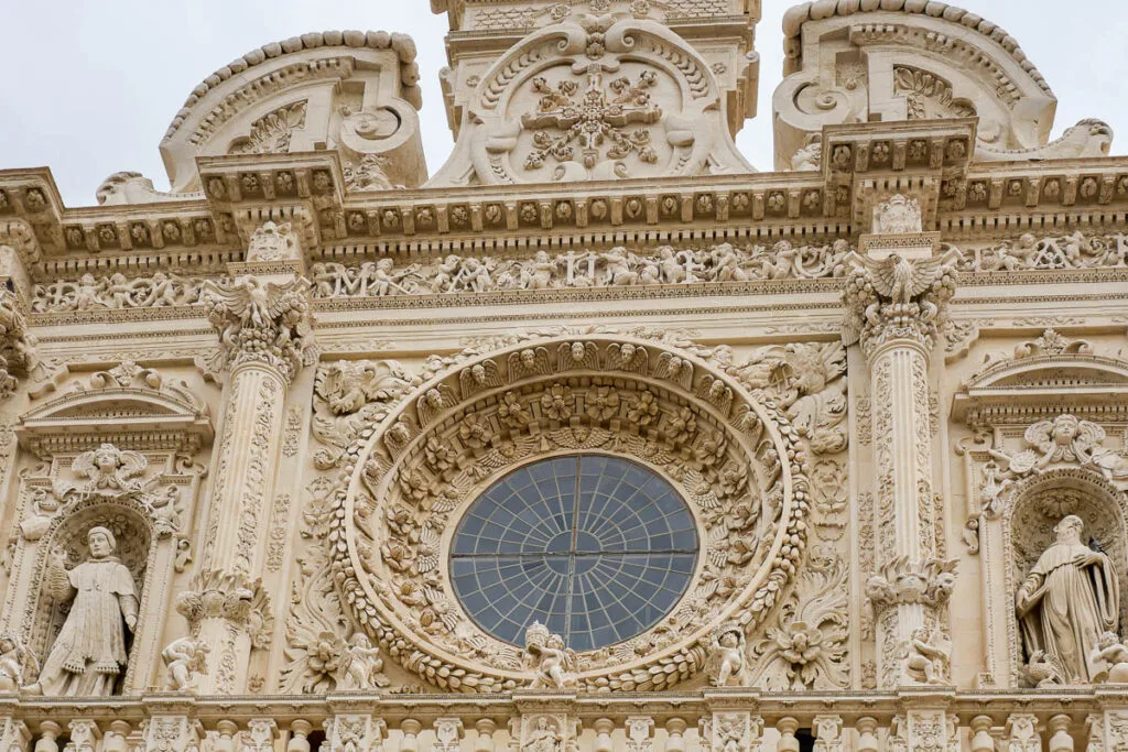 Details of Santa Croce Basilica façade Lecce Italy