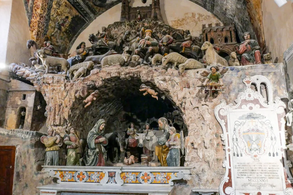 Stone nativity scene Matera Italy Cathedral Duomo