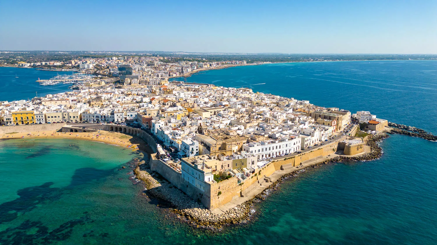 Things to do in Gallipoli in Puglia Italy Drone view of the city