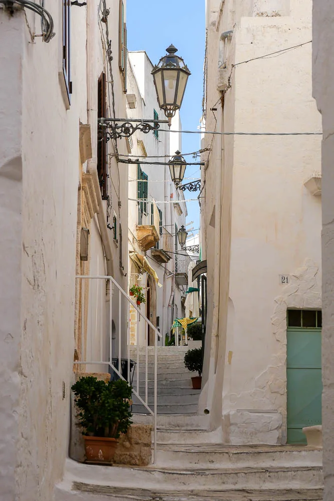 Historic center street old town Ostuni Puglia Italy