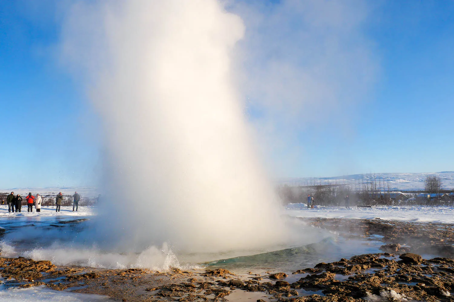 Visiter Geysir geyser strokkur en hiver Islande
