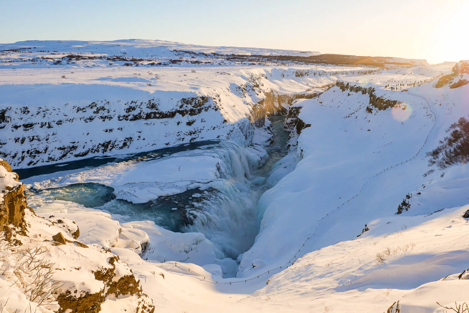 Chutes de Gullfoss en hiver Islande deuxième point de vue