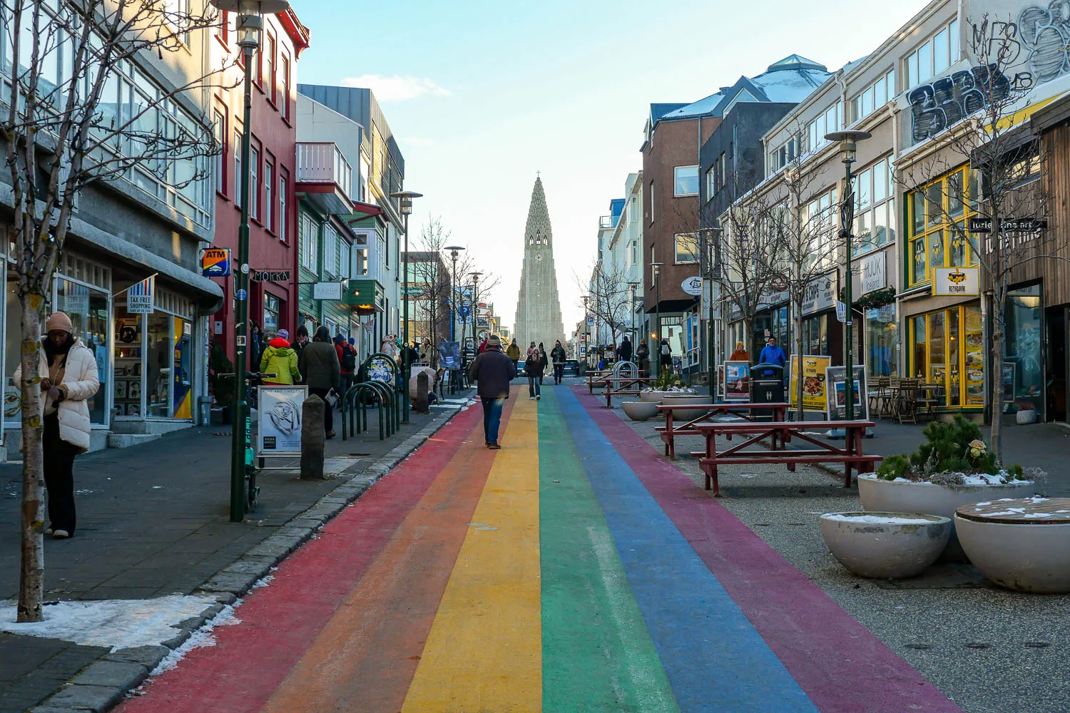 Rue arc en ciel Rainbow Street Skólavörðustígur Reykjavik Islande