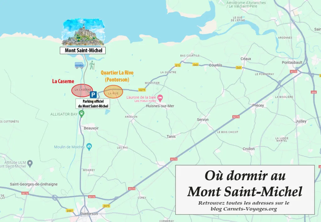 Carte plan où dormir au Mont Saint-Michel conseils hébergements