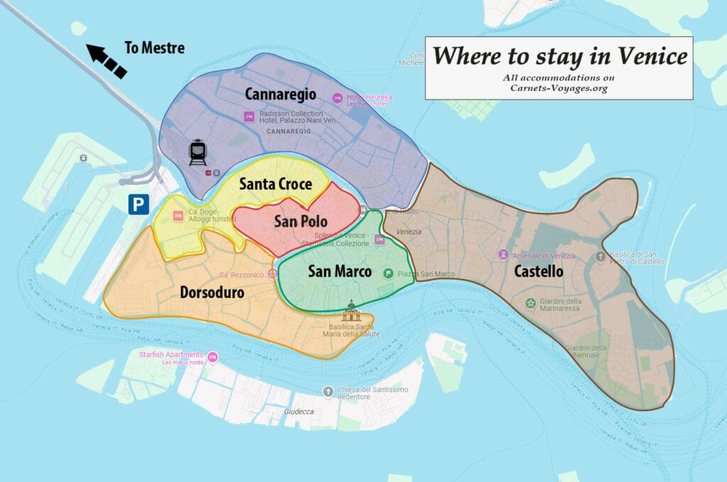 map where to stay in Venice Italy best areas for accommodations
