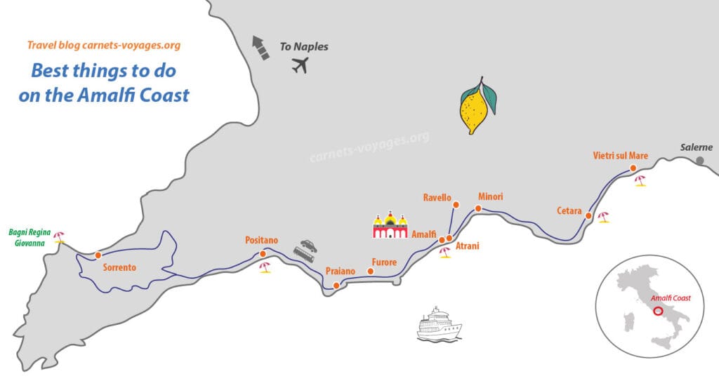 Map best things to do on the Amalfi Coast itinerary road trip
