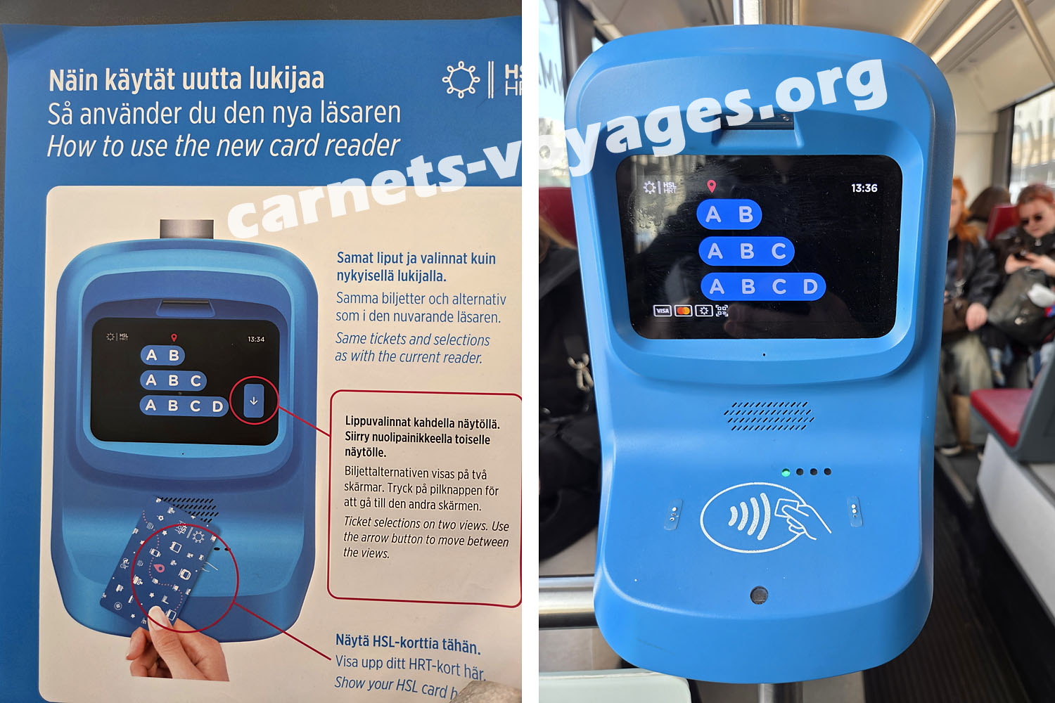valideur bus carte bancaire sans contact visiter Helsinki Finlande