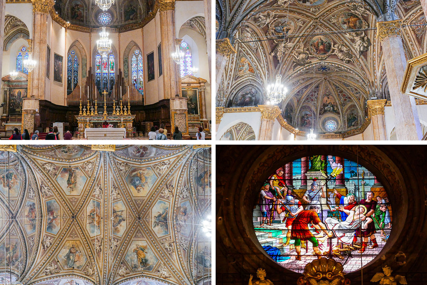 Nef voute et vitraux de la cathédrale San Lorenzo Pérouse Ombrie Italie
